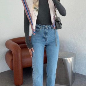 Açık Mavi Yüksek Bel Straight Jean