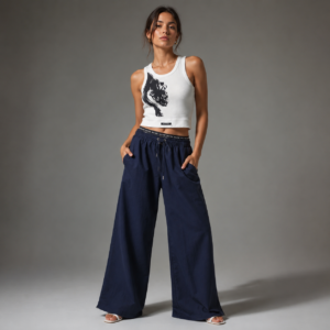 Panter Baskılı Crop Atletli Bol Paça Pantolon Takım